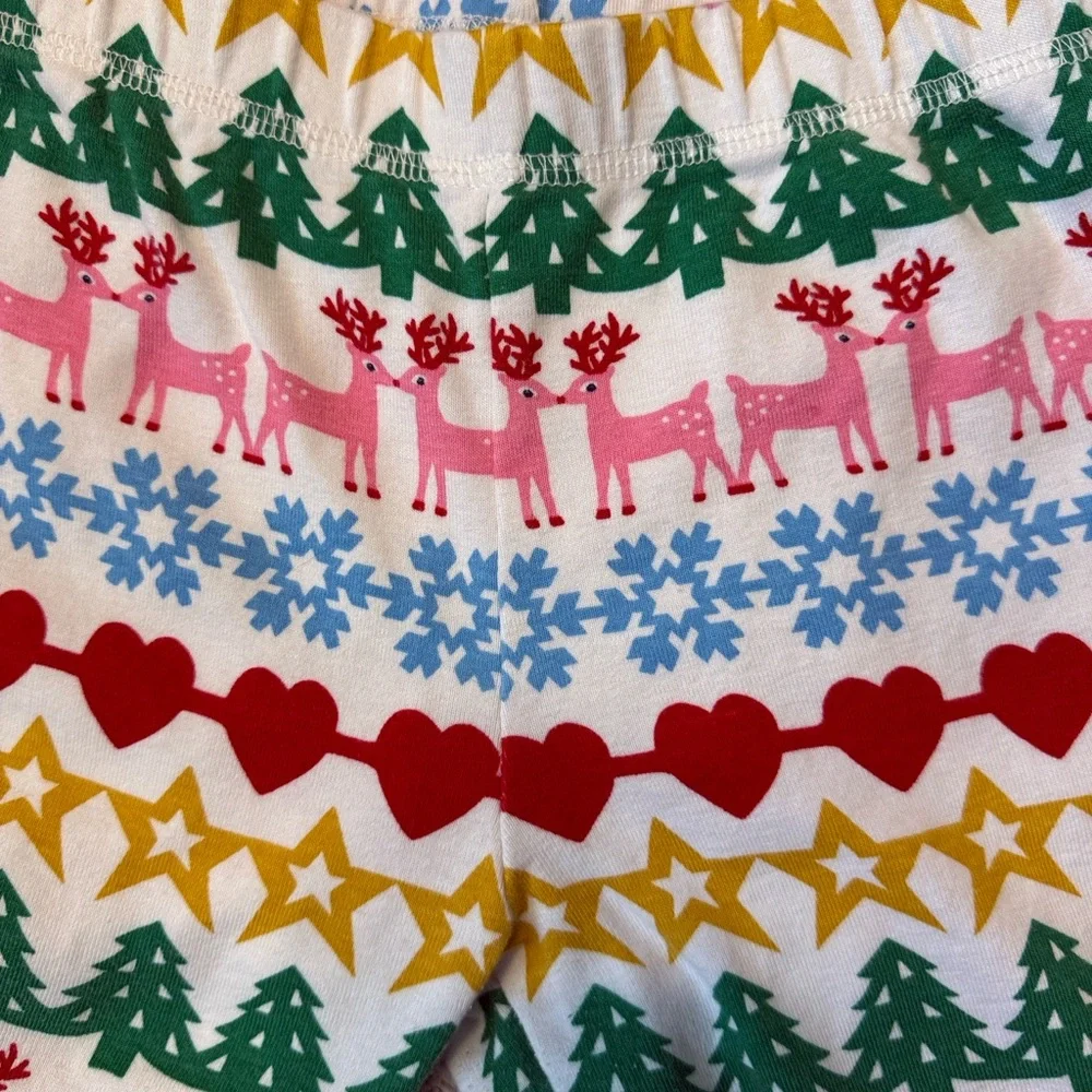 Boden Kids rainbow holiday pajama pants girls size 11 Christmas tree reindeer